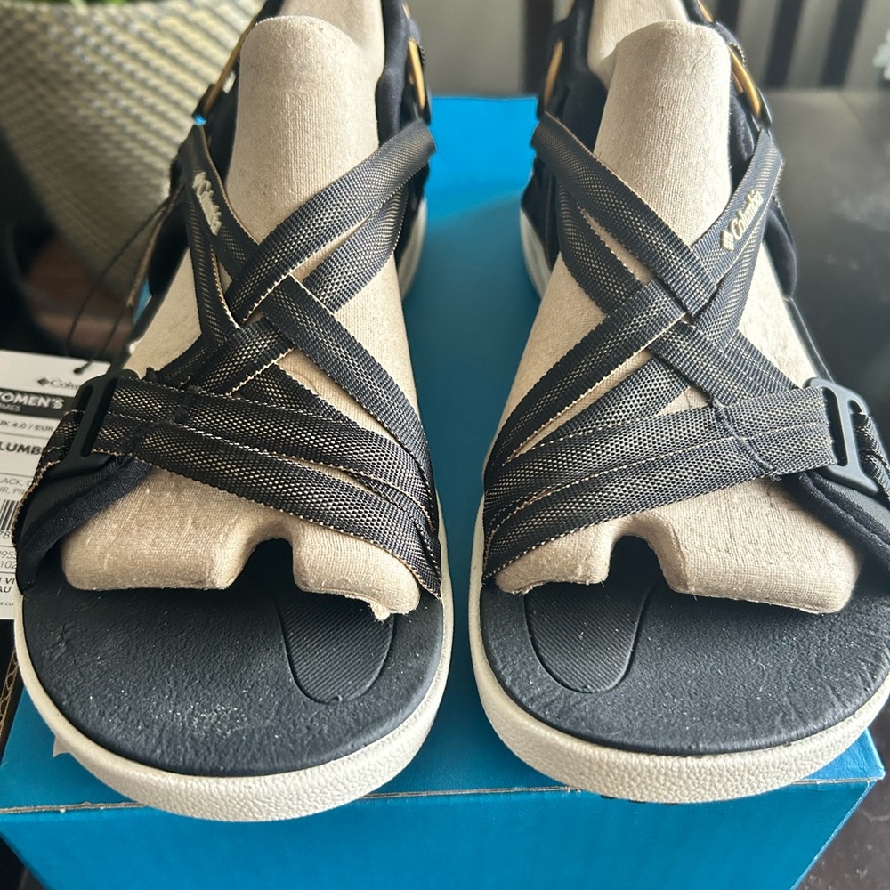 Columbia Black Strappy Sandals. Never been worn!